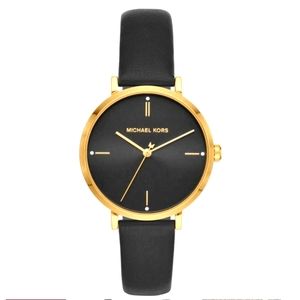 Michael Kors Jayne ThreeHand Black Leather Watch